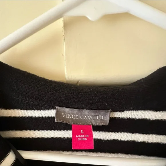 Black & White Striped Vince Camuto Sweater, Size L - Picture 2 of 3